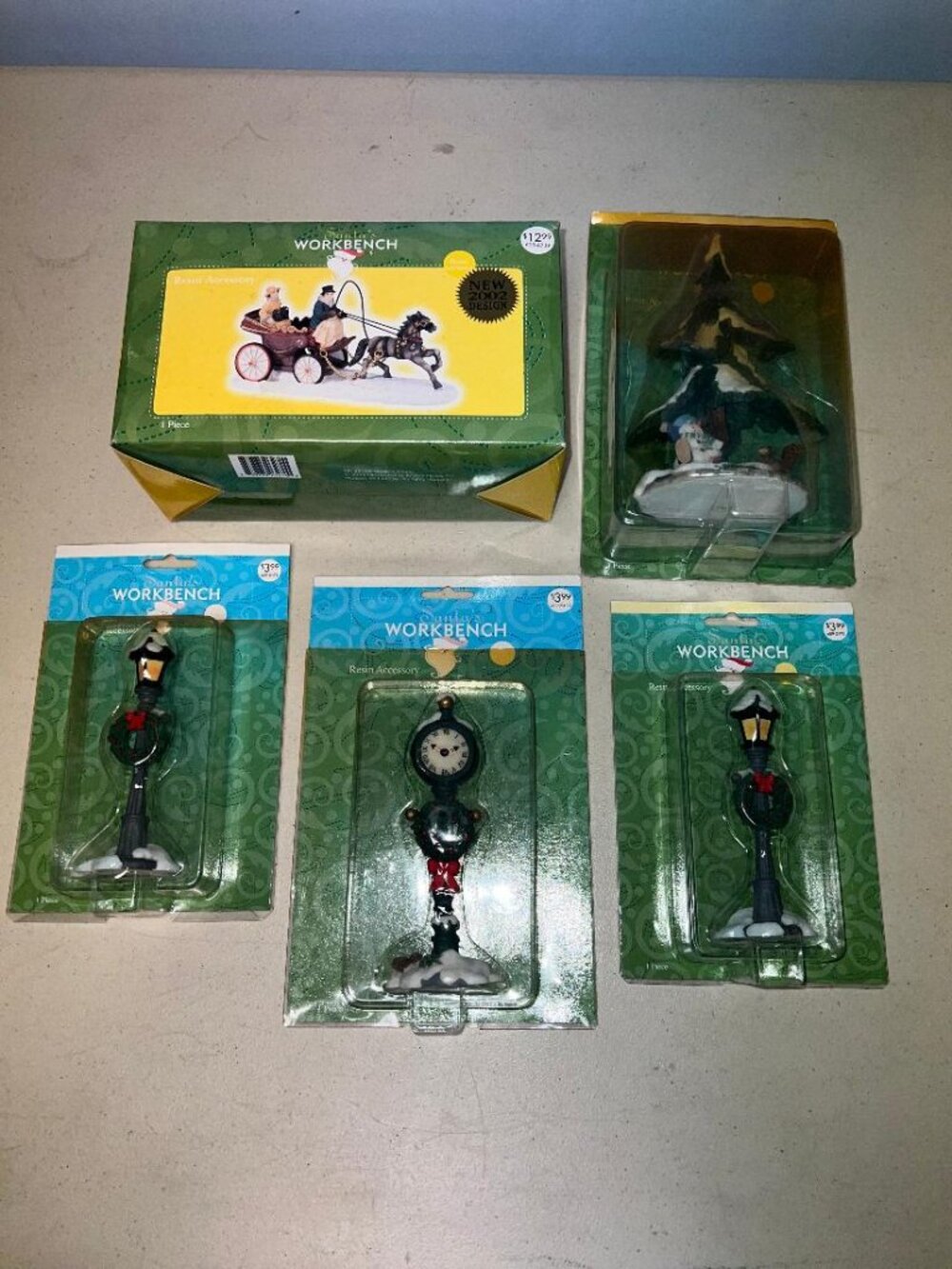 Santa's Workbench Christmas Village Items - (5 total)